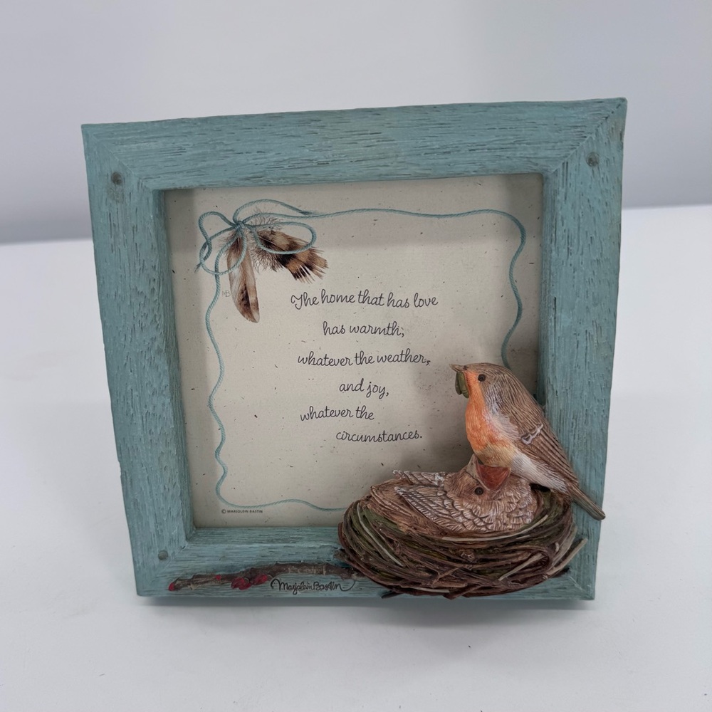 Marjolein Baskin Hallmark Framed Artwork Green Bird in Nest Home‎ Decor